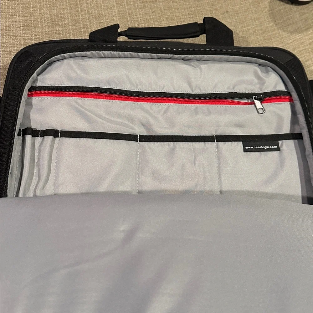Stylish Black Laptop Bag with Red Accents